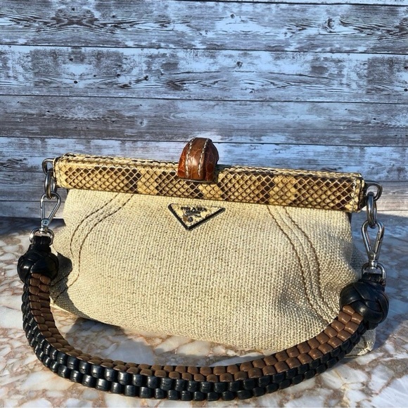 PRADA 2010 python canvas handbag 👝 - Picture 5 of 10